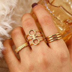SRNG-63 - Stainless Steel French-Style Vertical Stripe Geometric Ring