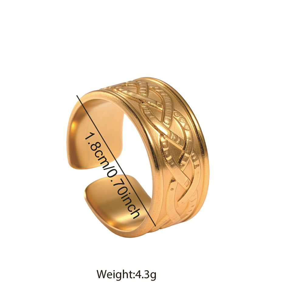 SRNG-70 - Stainless Steel Geometric Crisscross Textured Rings