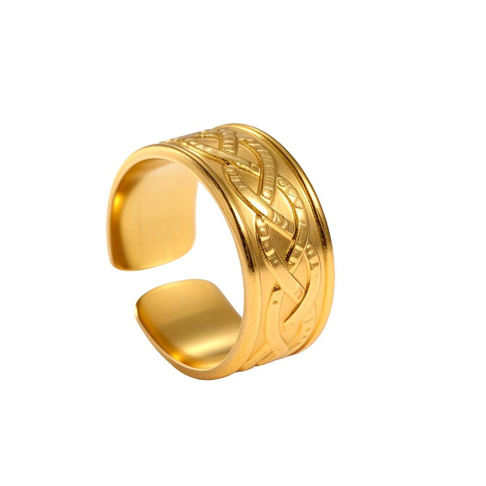 SRNG-70 - Stainless Steel Geometric Crisscross Textured Rings