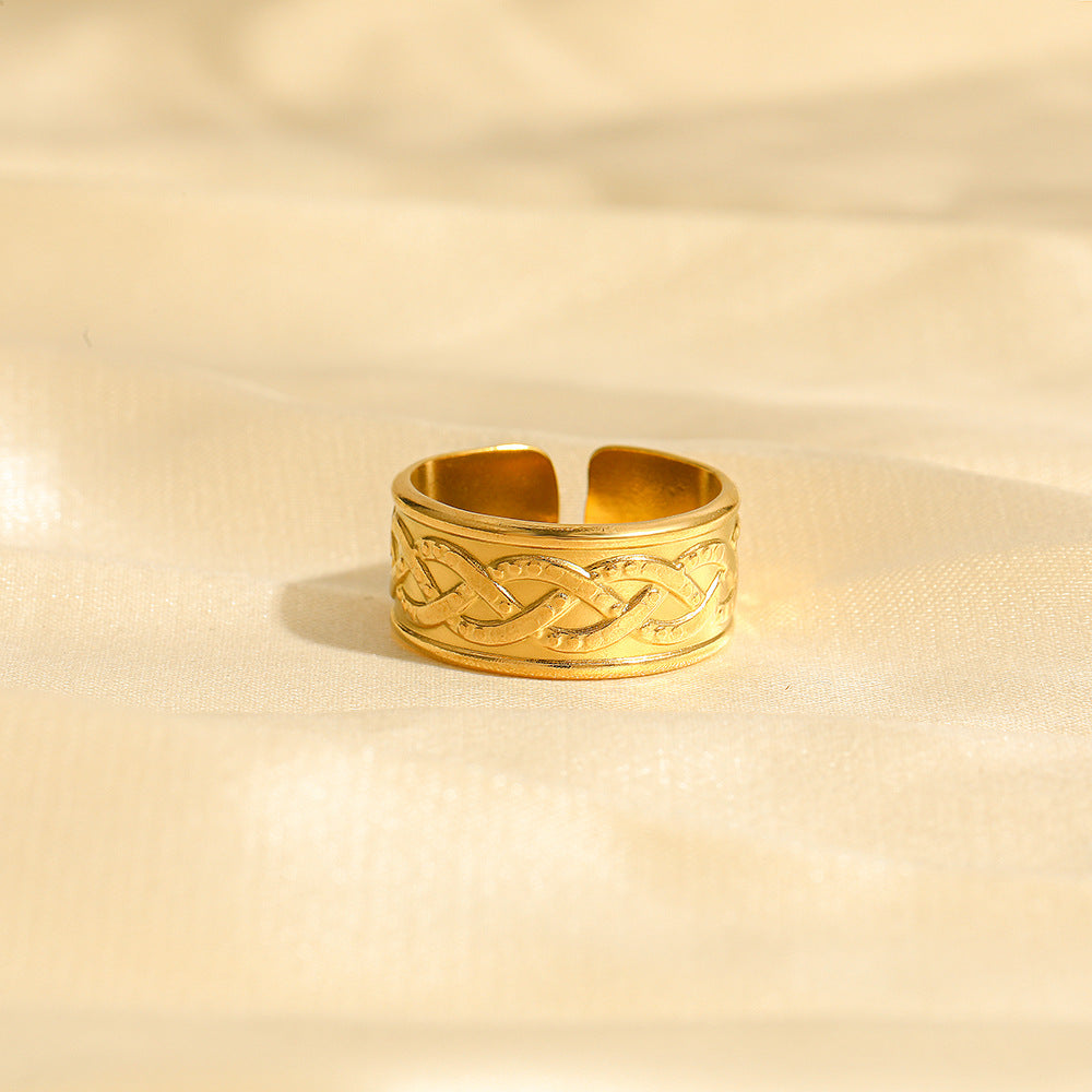 SRNG-70 - Stainless Steel Geometric Crisscross Textured Rings