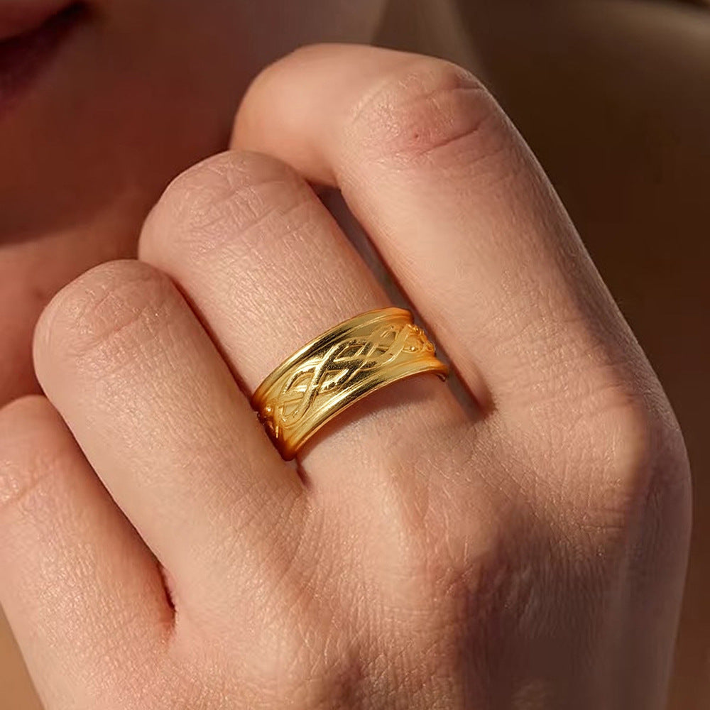 SRNG-70 - Stainless Steel Geometric Crisscross Textured Rings