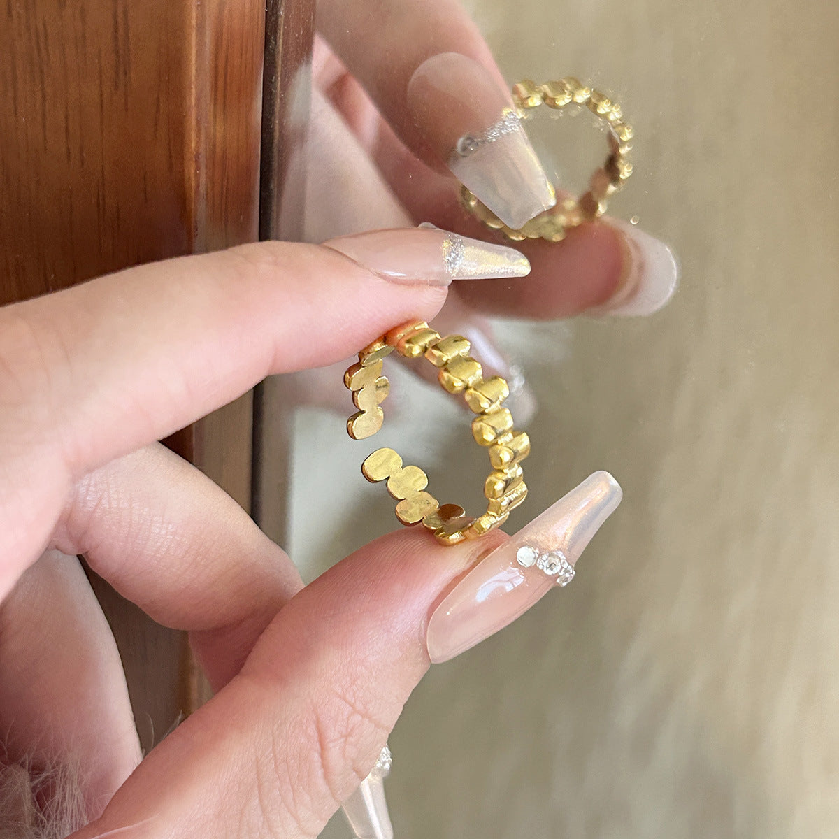SRNG-75 - Vintage Embossed Stainless Steel Open Ring