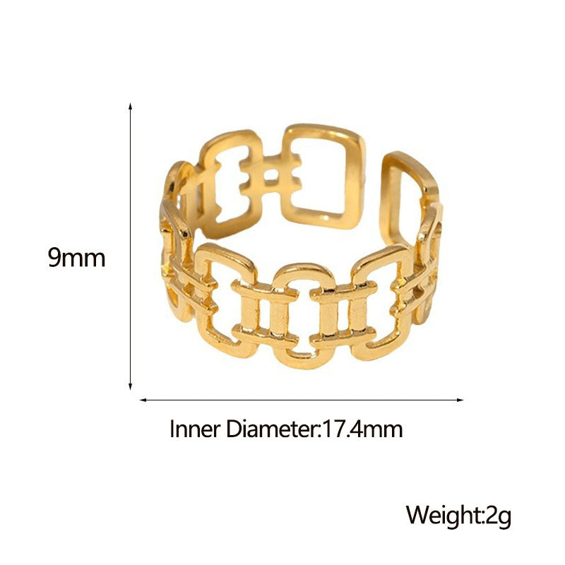 SRNG 78 - Geometric Openwork Titanium Steel Rings
