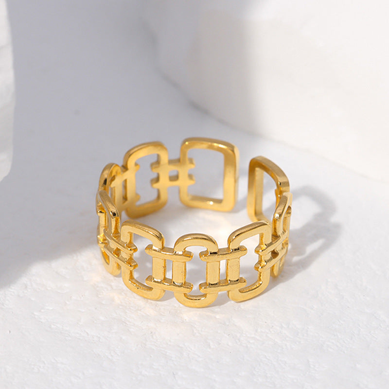 SRNG 78 - Geometric Openwork Titanium Steel Rings