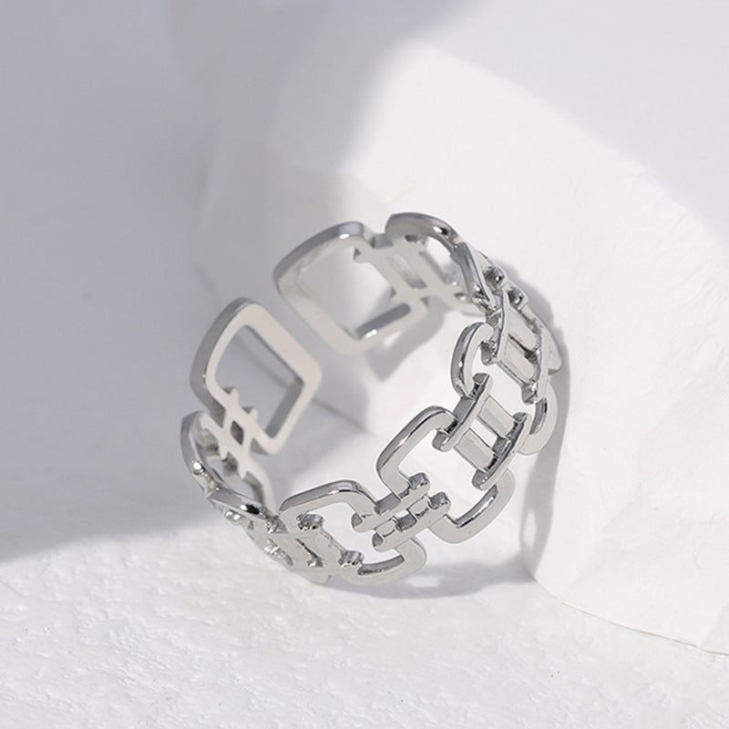 SRNG 78 - Geometric Openwork Titanium Steel Rings