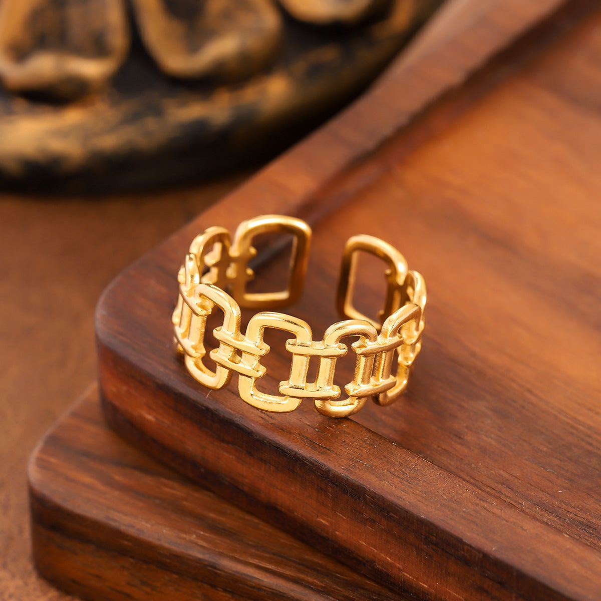 SRNG 78 - Geometric Openwork Titanium Steel Rings