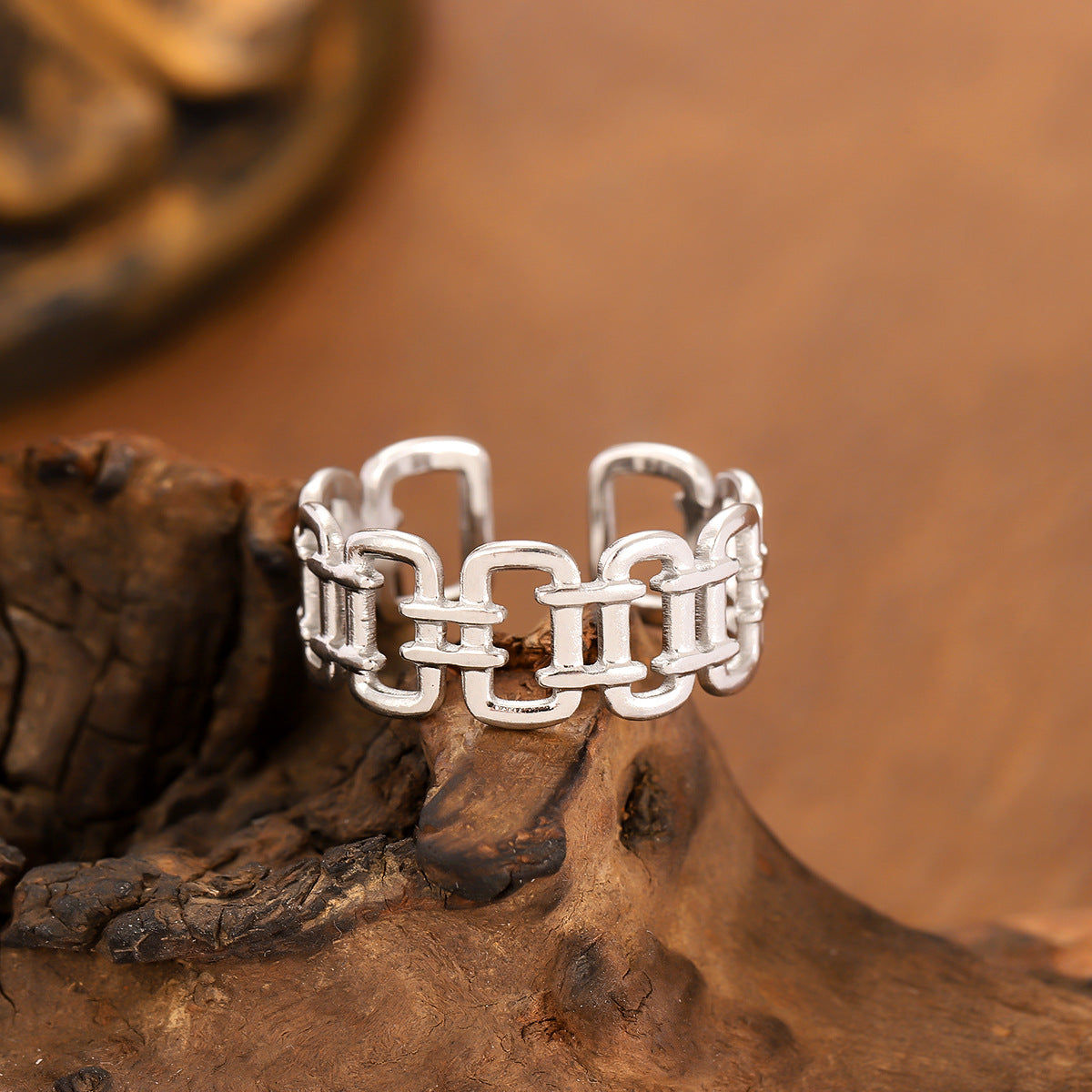 SRNG 78 - Geometric Openwork Titanium Steel Rings