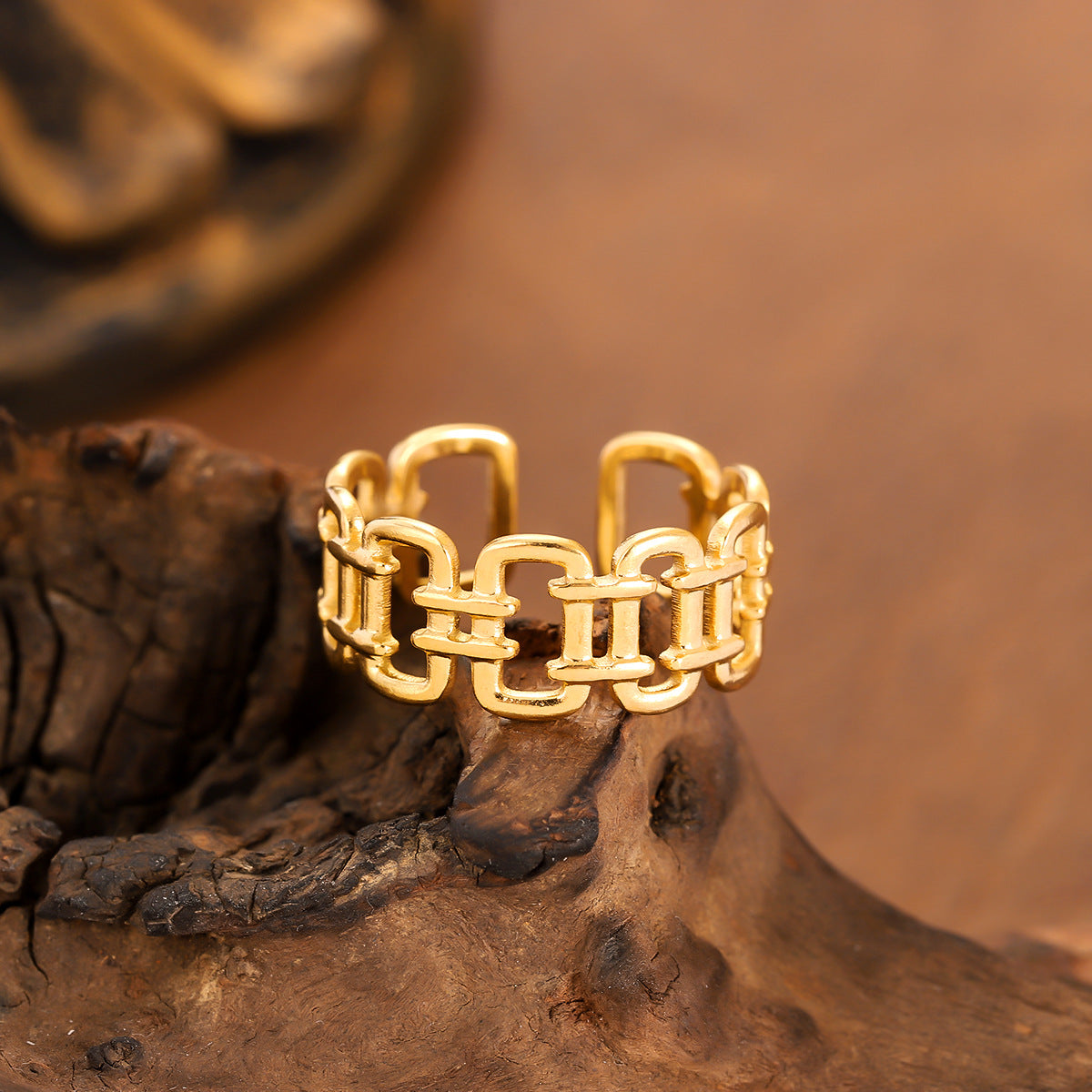 SRNG 78 - Geometric Openwork Titanium Steel Rings