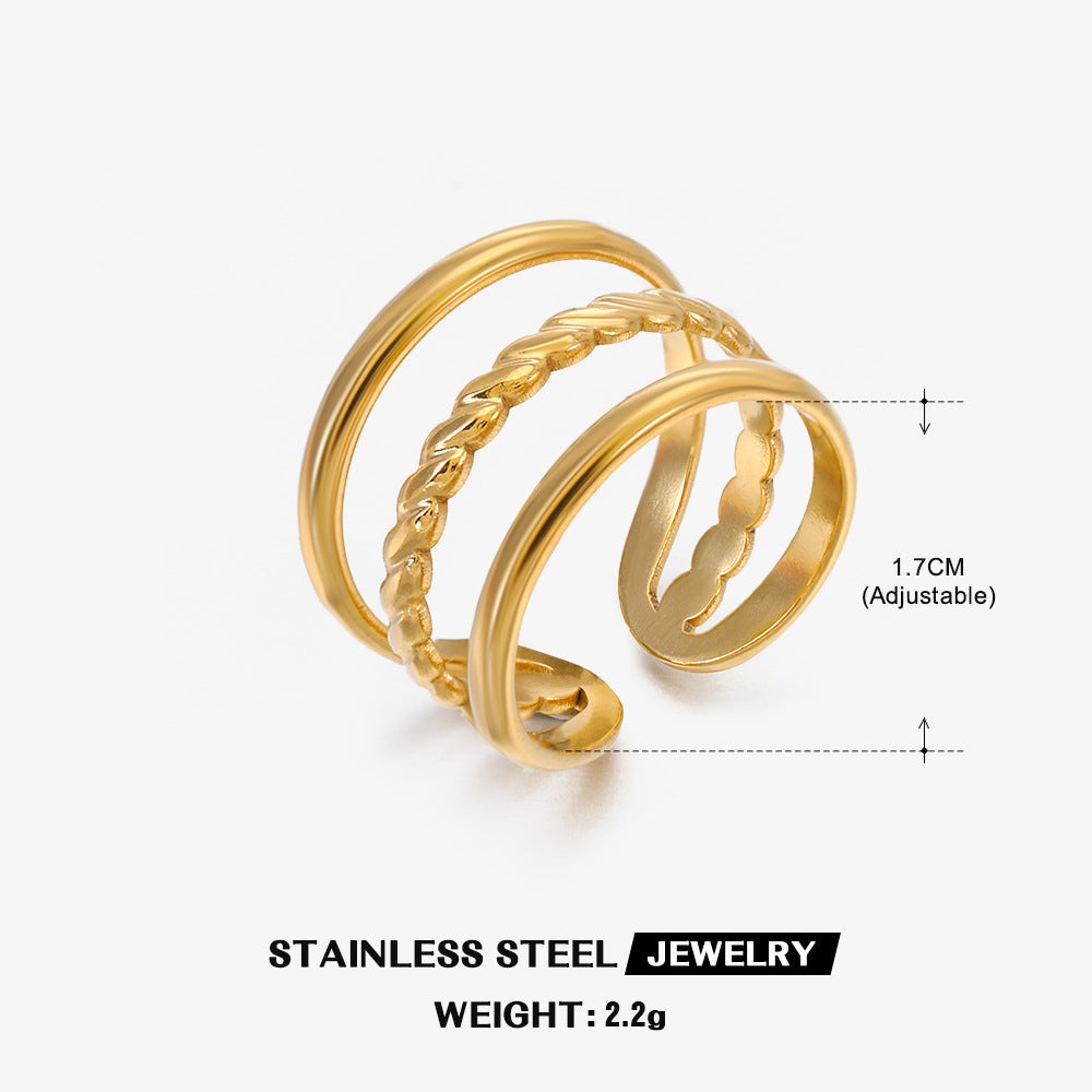 SRNG 80 - Stainless Steel Triple Layers Geometric Rings