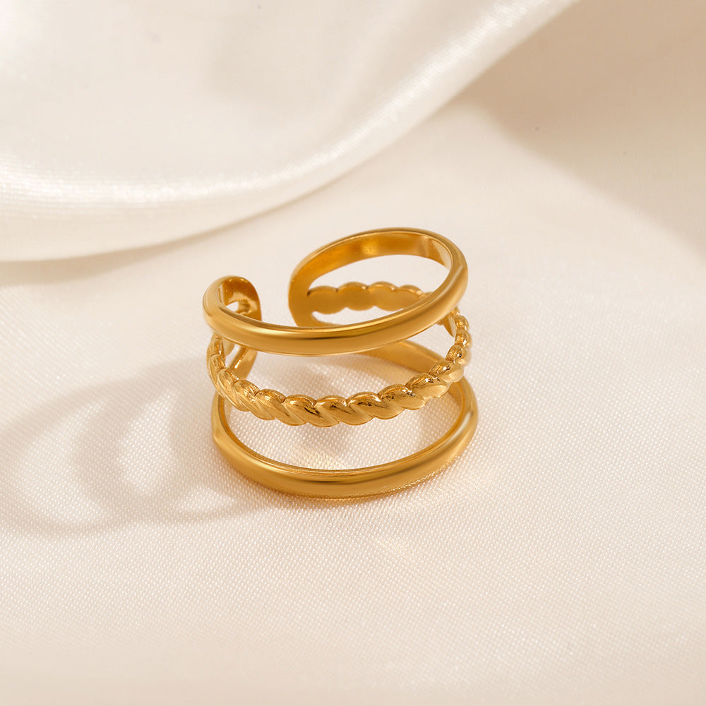 SRNG 80 - Stainless Steel Triple Layers Geometric Rings