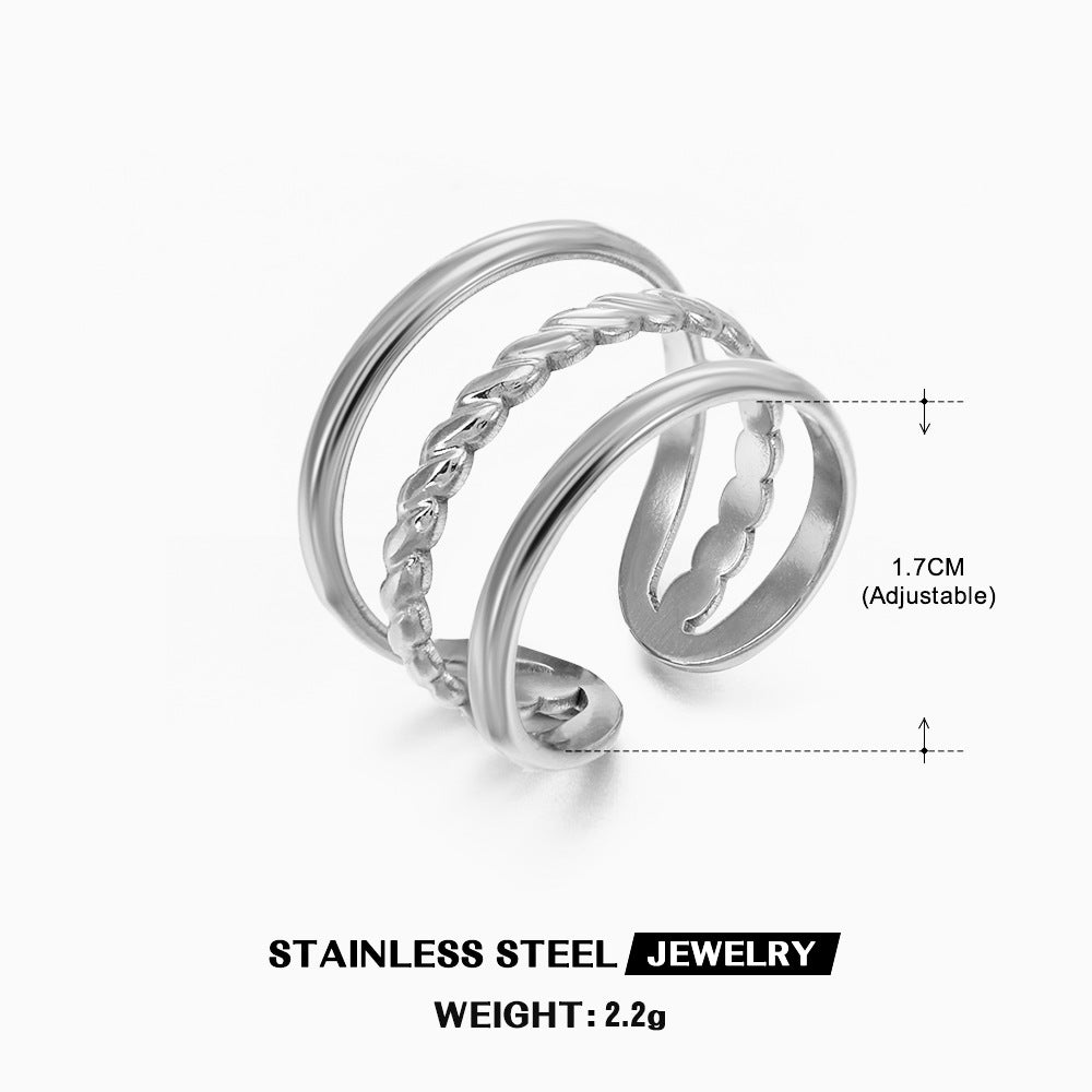 SRNG 80 - Stainless Steel Triple Layers Geometric Rings