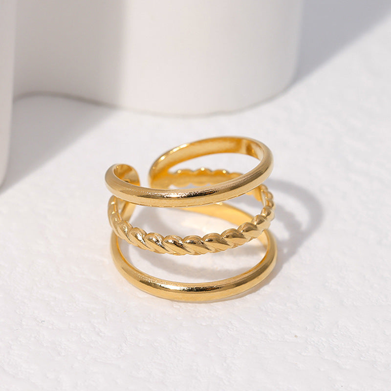 SRNG 80 - Stainless Steel Triple Layers Geometric Rings