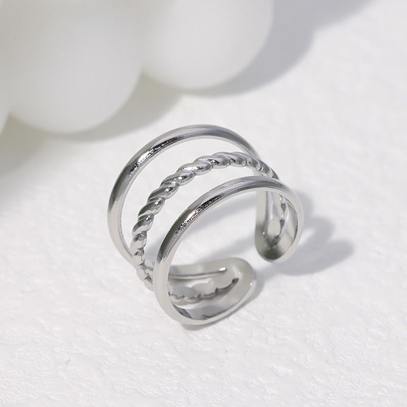 SRNG 80 - Stainless Steel Triple Layers Geometric Rings