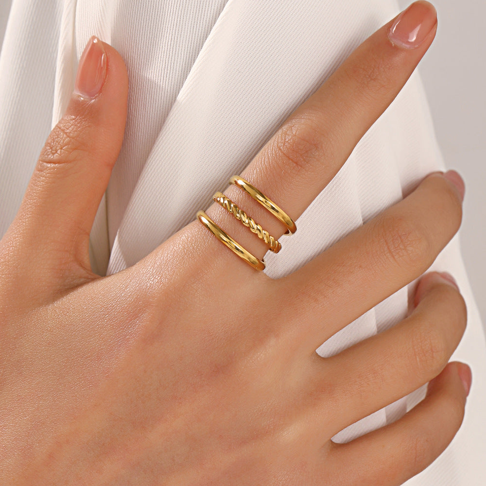 SRNG 80 - Stainless Steel Triple Layers Geometric Rings