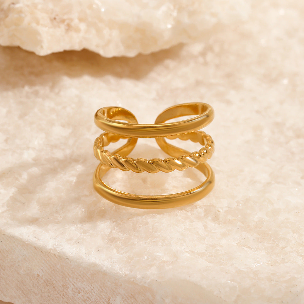 SRNG 80 - Stainless Steel Triple Layers Geometric Rings