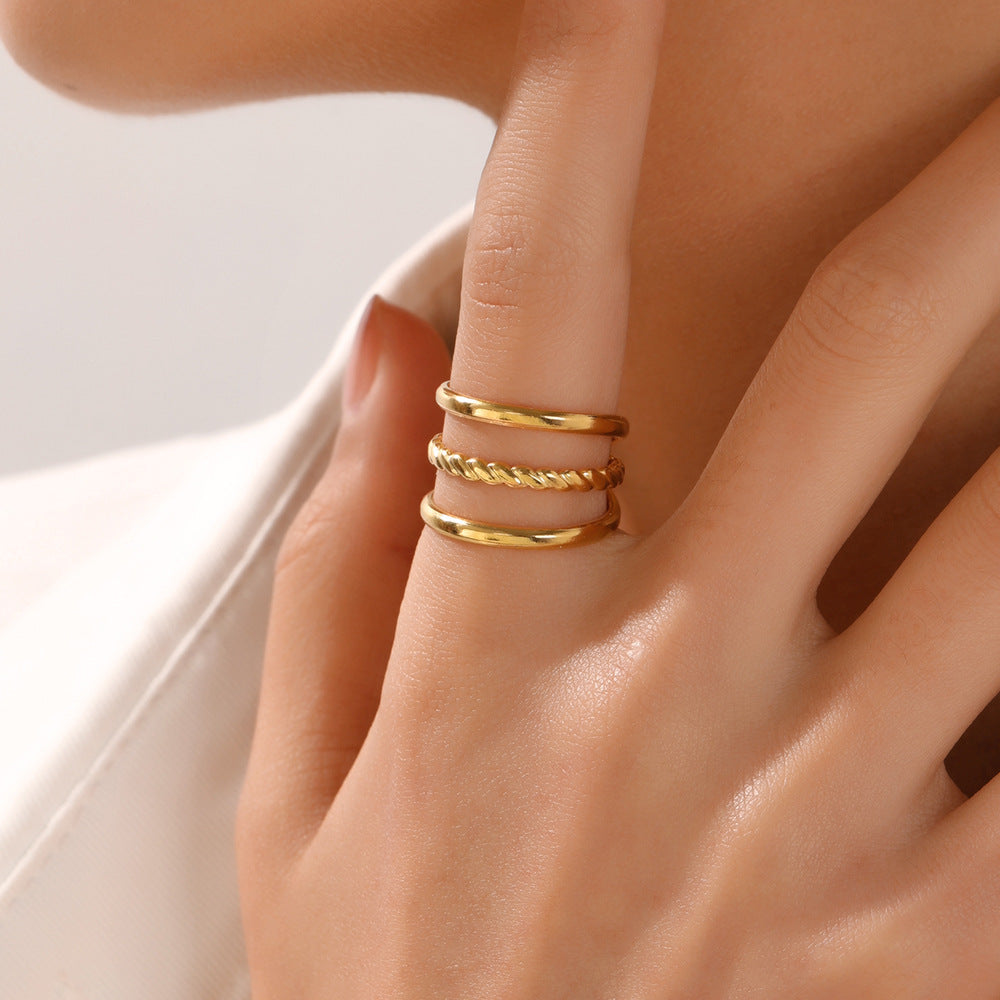SRNG 80 - Stainless Steel Triple Layers Geometric Rings