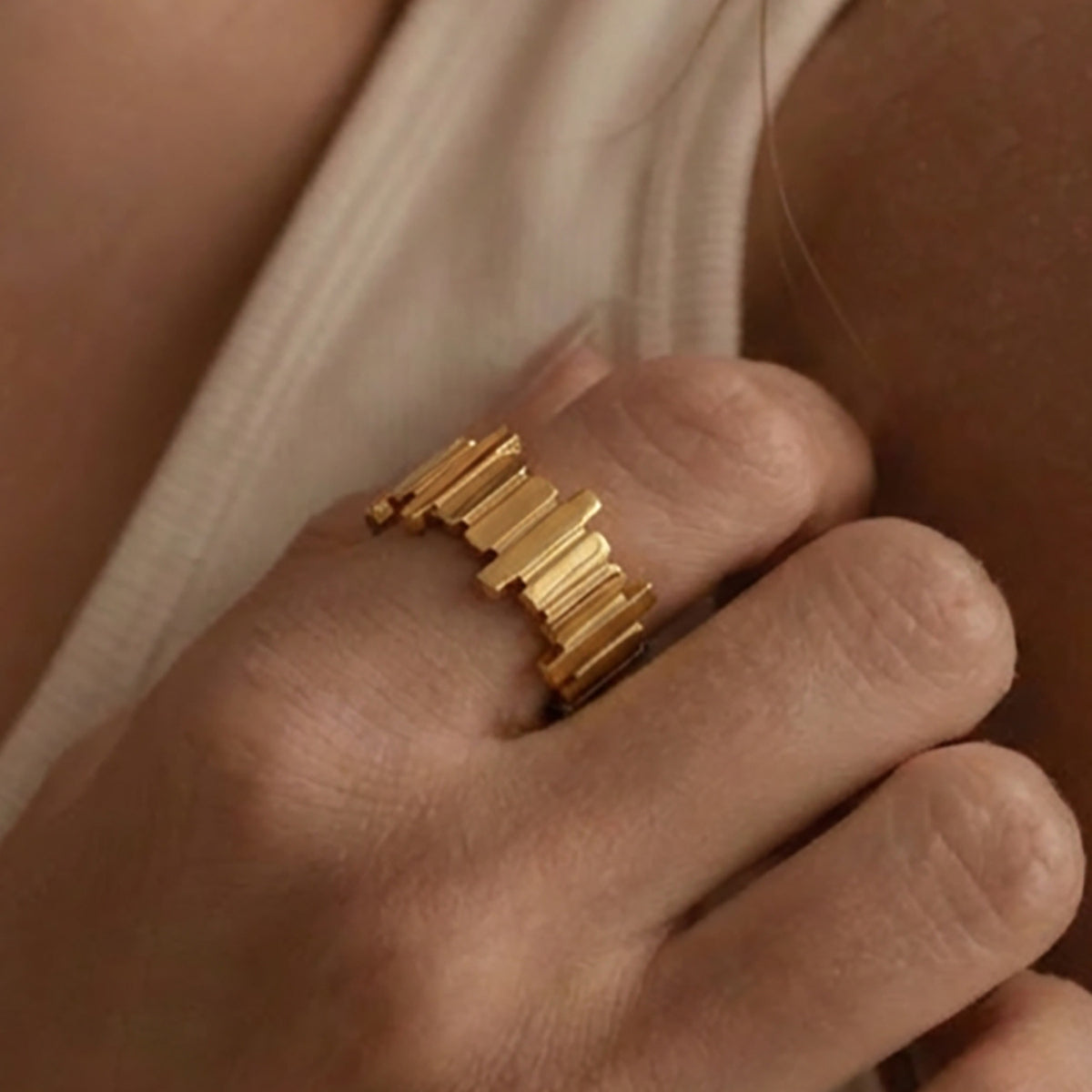 SRNG 81 - Geometric Striped Irregular Ring
