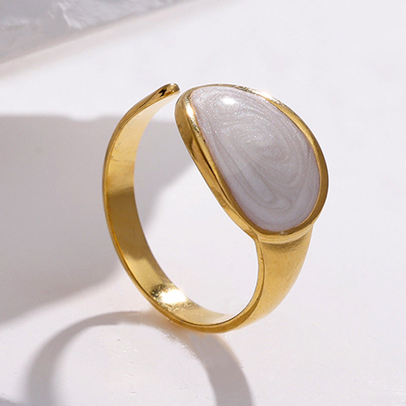 SRNG 98 - Drip Oval Stainless Steel Ring