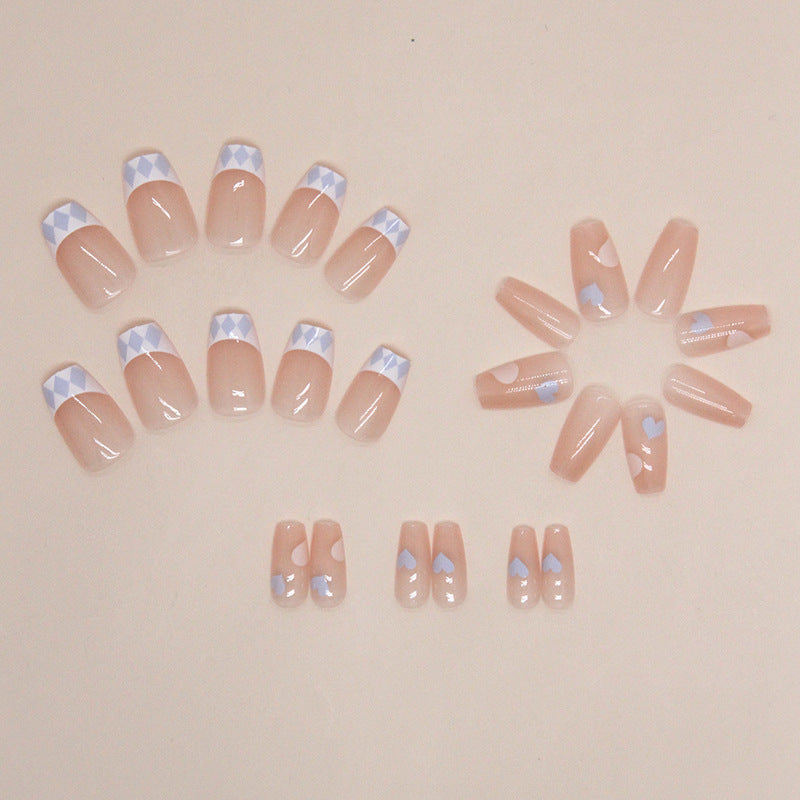 Short Ballet French Fake Nails - 24Pcs