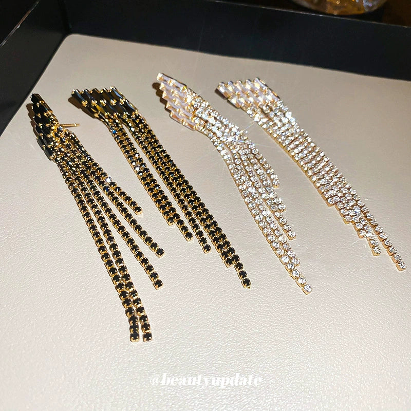 Sparkling Rhinestone Tassel Earrings – Bold & Chic