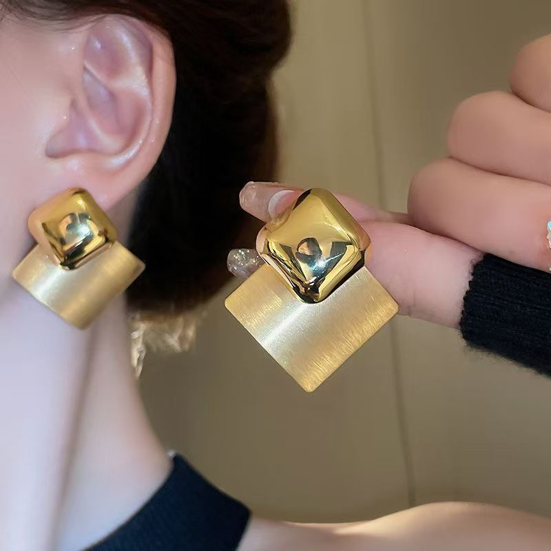 Square Brushed Frosted Earrings