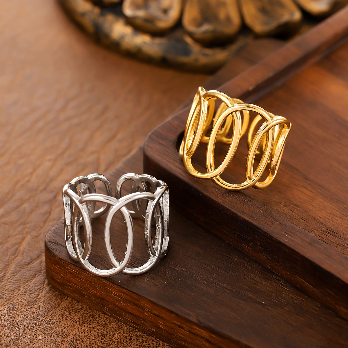 SRNG-32 - Stacked Stainless Steel Ring - Adjustable