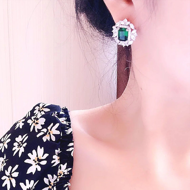 ZER10 - Stud Bright Green Zirconia Earrings