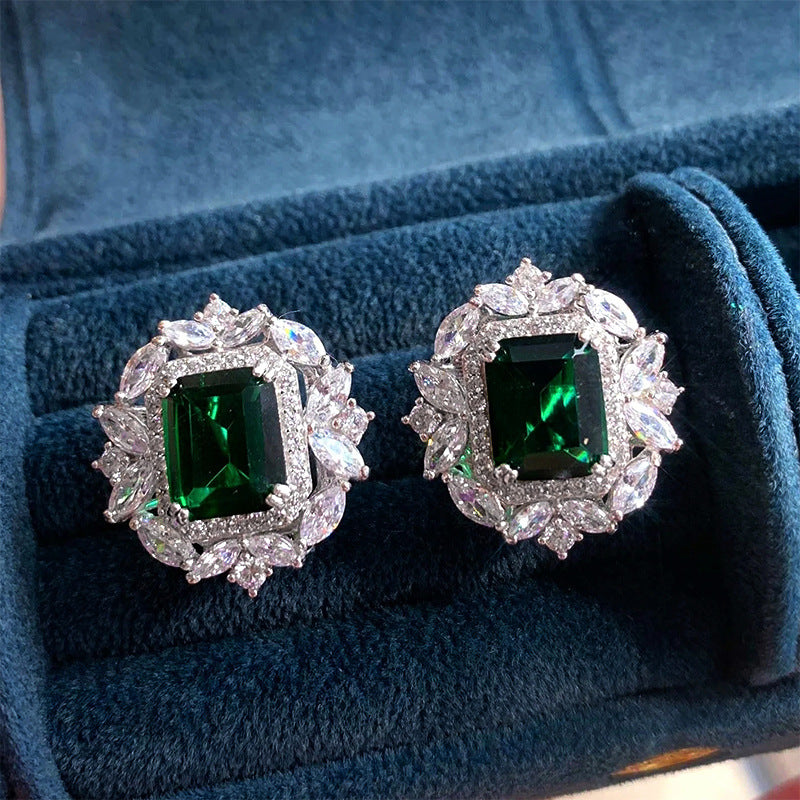 ZER10 - Stud Bright Green Zirconia Earrings