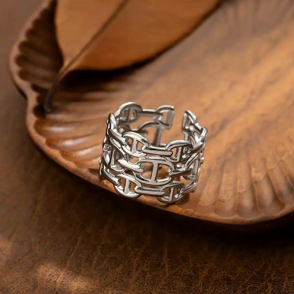 SRNG-06 - Style Exaggerated Stainless Steel Ring - Adjustable