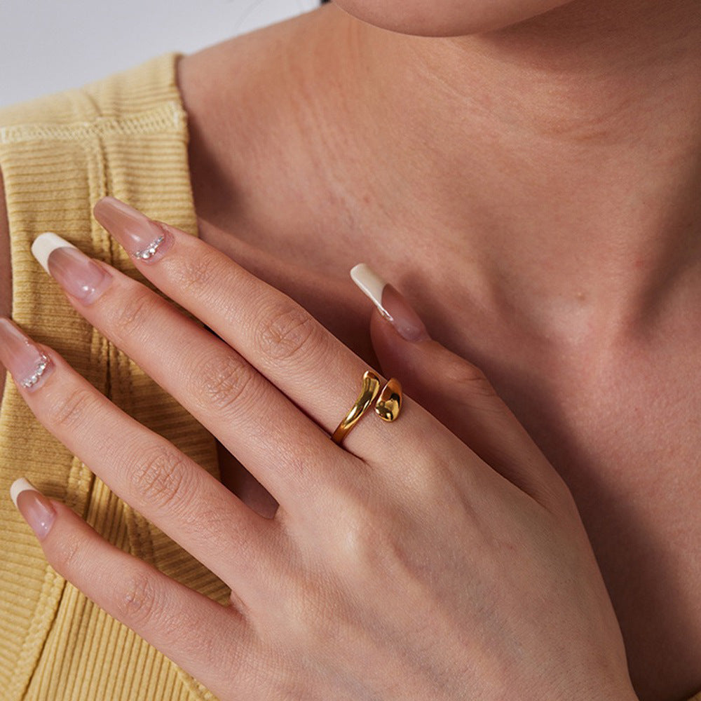 SRNG-26 - Teardrop Shaped Stainless Steel Ring - Adjustable