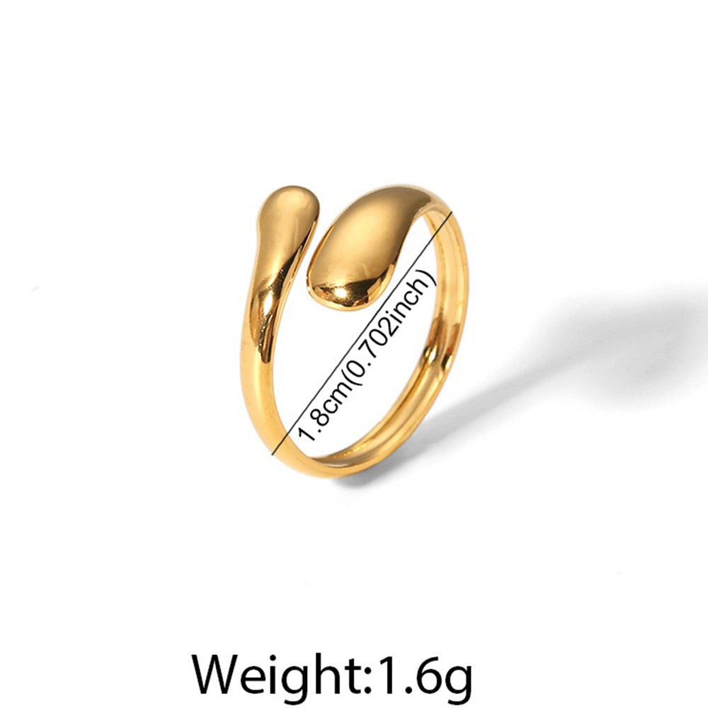 SRNG-26 - Teardrop Shaped Stainless Steel Ring - Adjustable