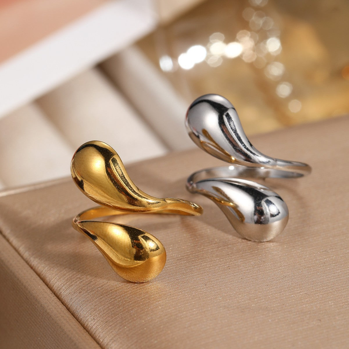 SRNG-05 - Teardrop Stainless Steel Ring - Adjustable