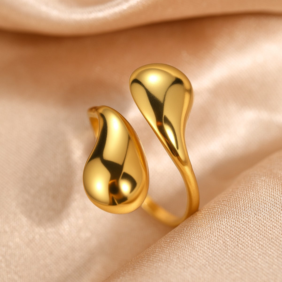 SRNG-05 - Teardrop Stainless Steel Ring - Adjustable