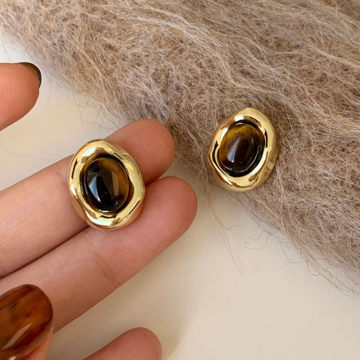 Tiger Eye Stone Earrings