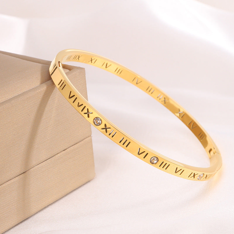 Titanium Steel Roman Numeral Bracelet