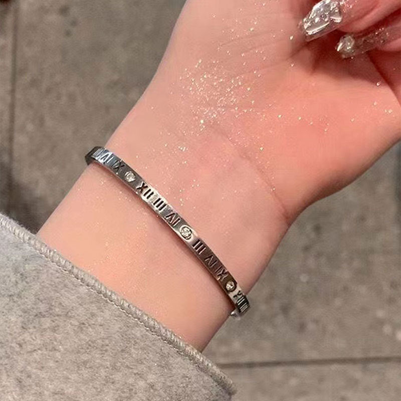 Titanium Steel Roman Numeral Bracelet