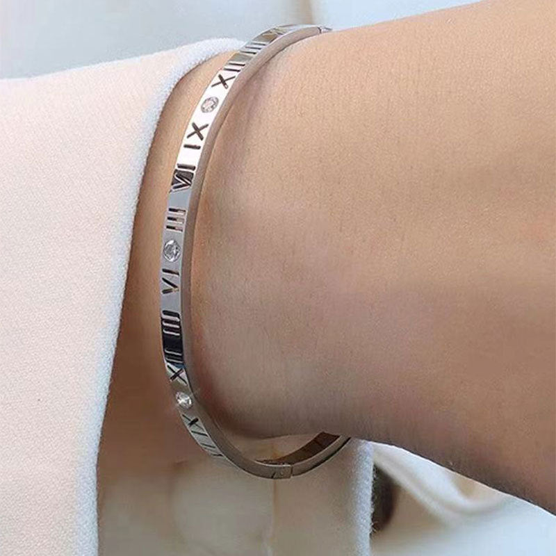 Titanium Steel Roman Numeral Bracelet