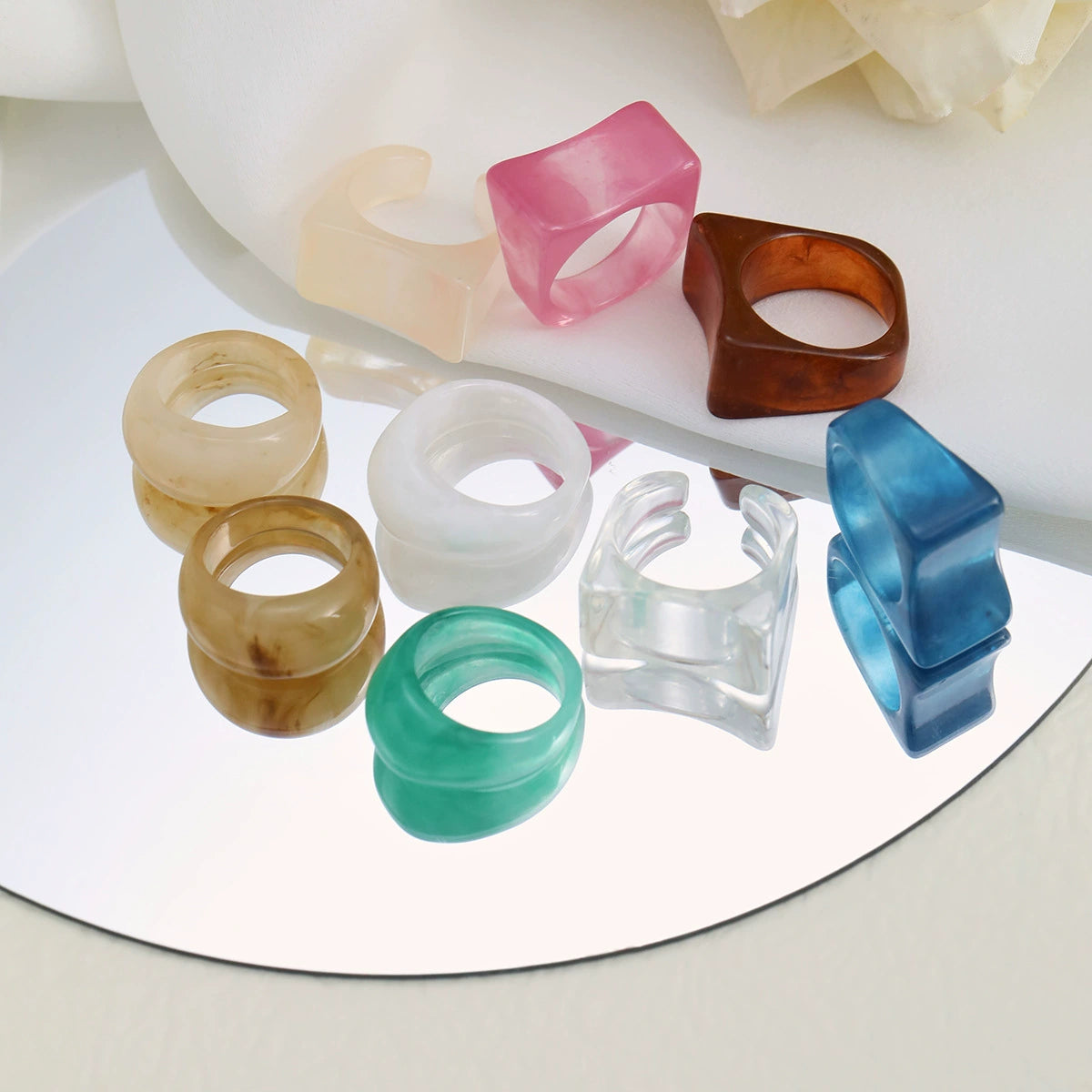 Trendy Acrylic Resin Ring Set – Vibrant & Stylish