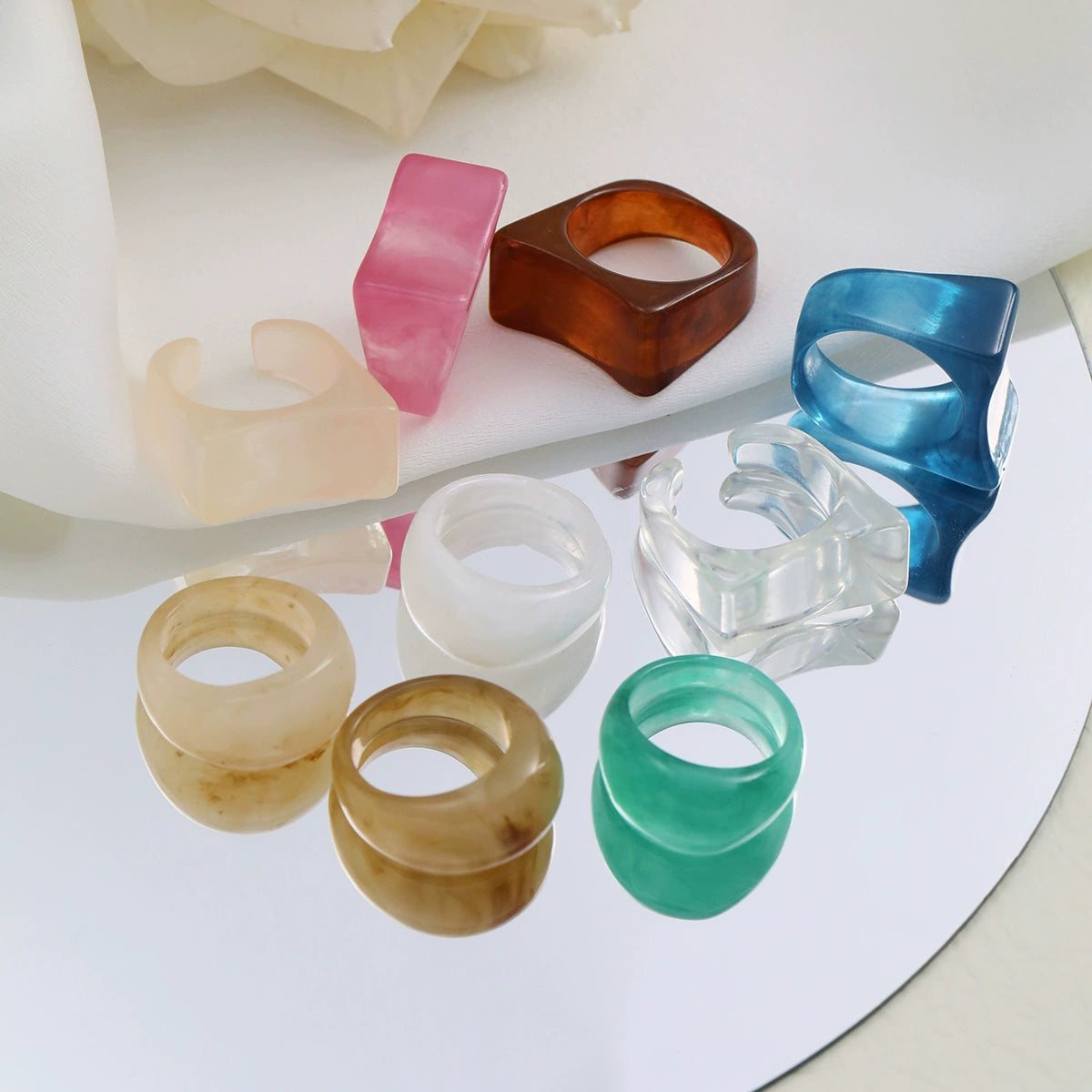 Trendy Acrylic Resin Ring Set – Vibrant & Stylish