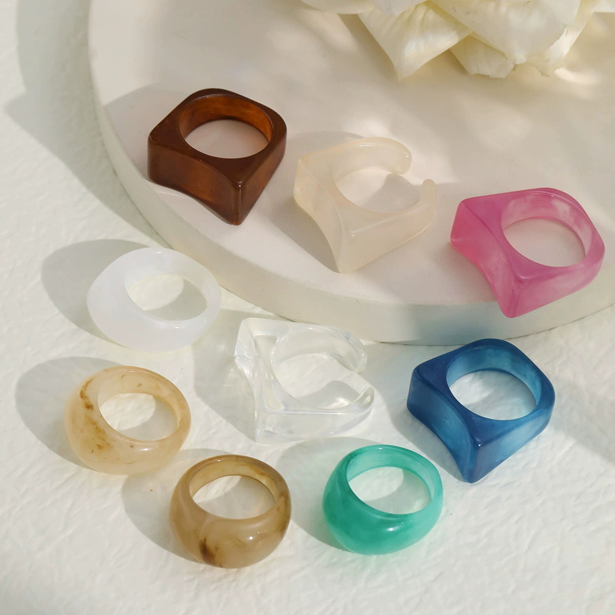 Trendy Acrylic Resin Ring Set – Vibrant & Stylish