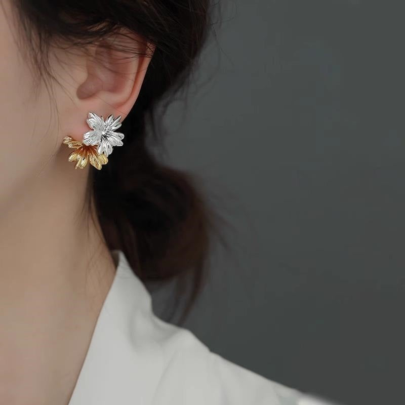 ER498 - Two-Tone Gold and Silver Firework Earrings