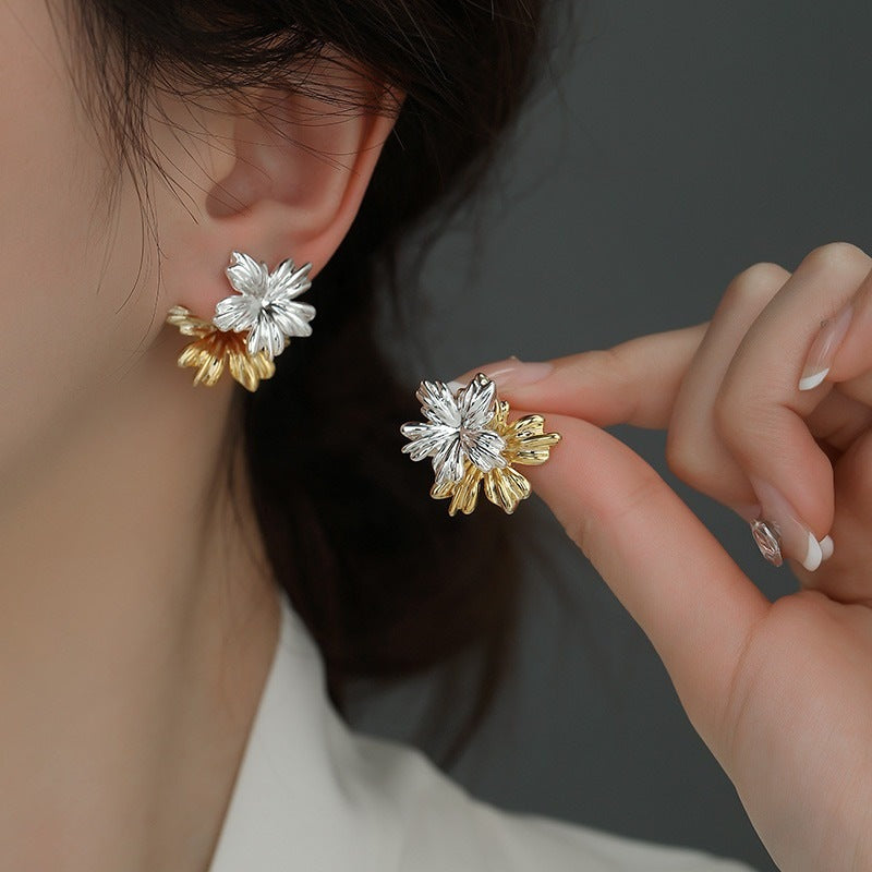 ER498 - Two-Tone Gold and Silver Firework Earrings