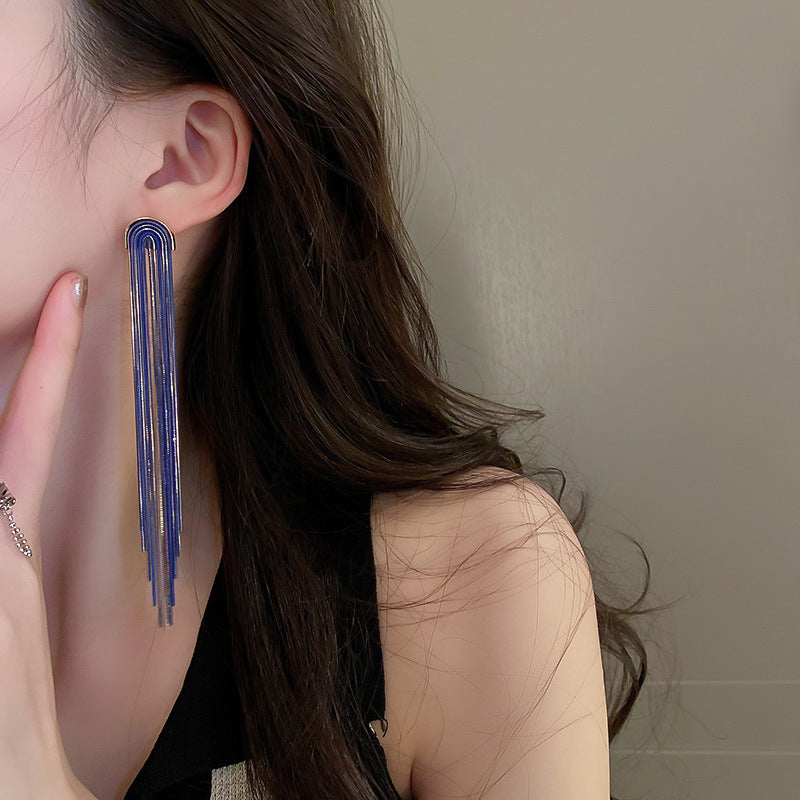 U-shaped Elegant Long Tassel Drop Earrings
