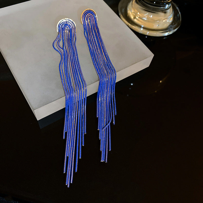 U-shaped Elegant Long Tassel Drop Earrings