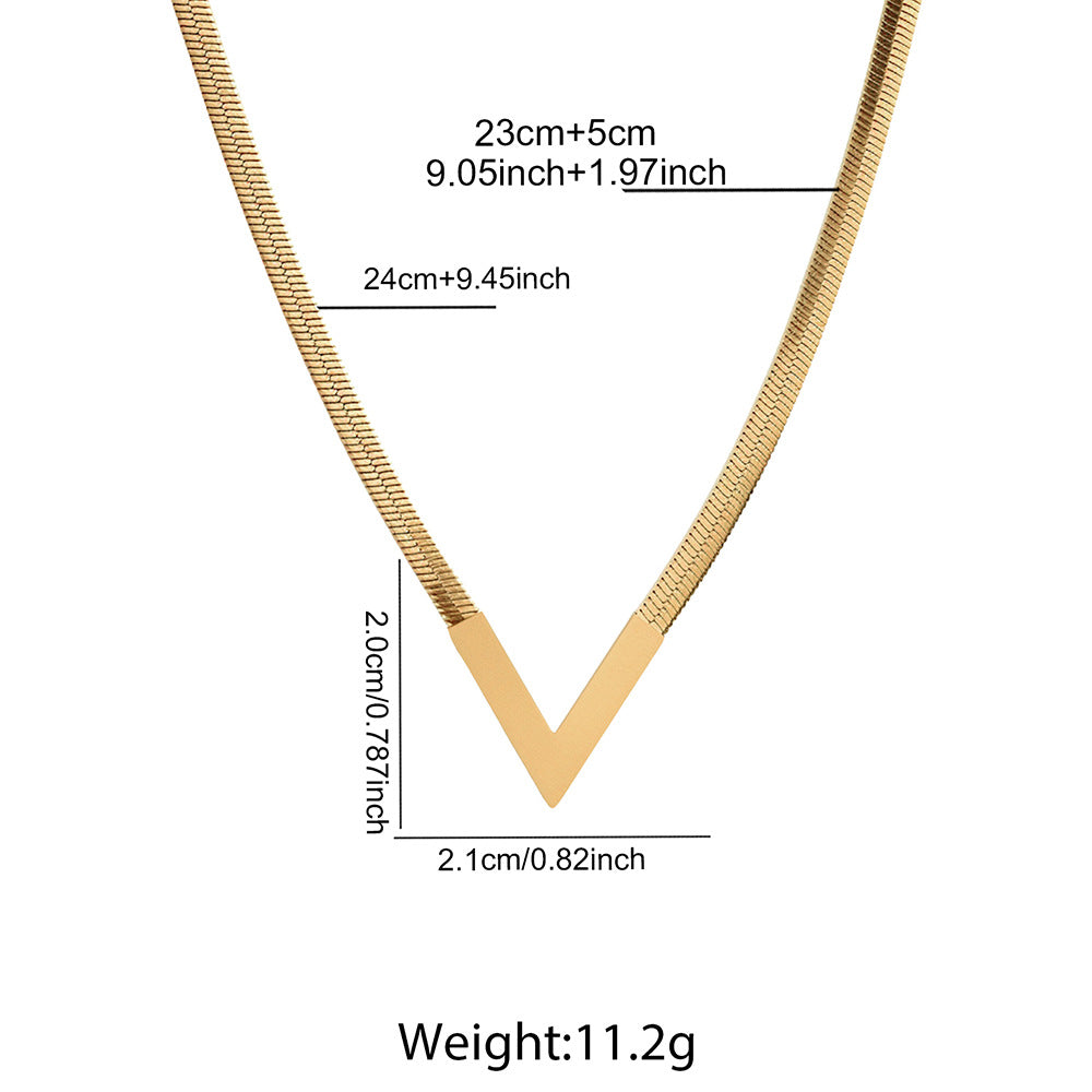 SNKL05 - V-shaped Flat Snake Stainless Steel Necklace