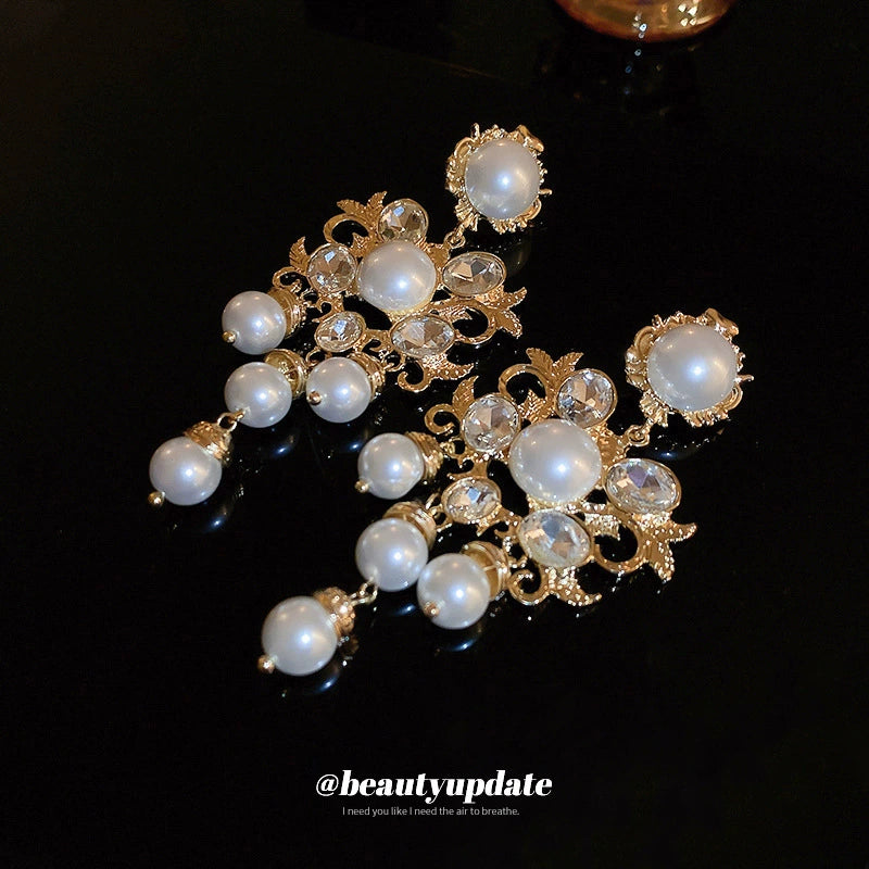 Vintage Pearl Chandelier Earrings