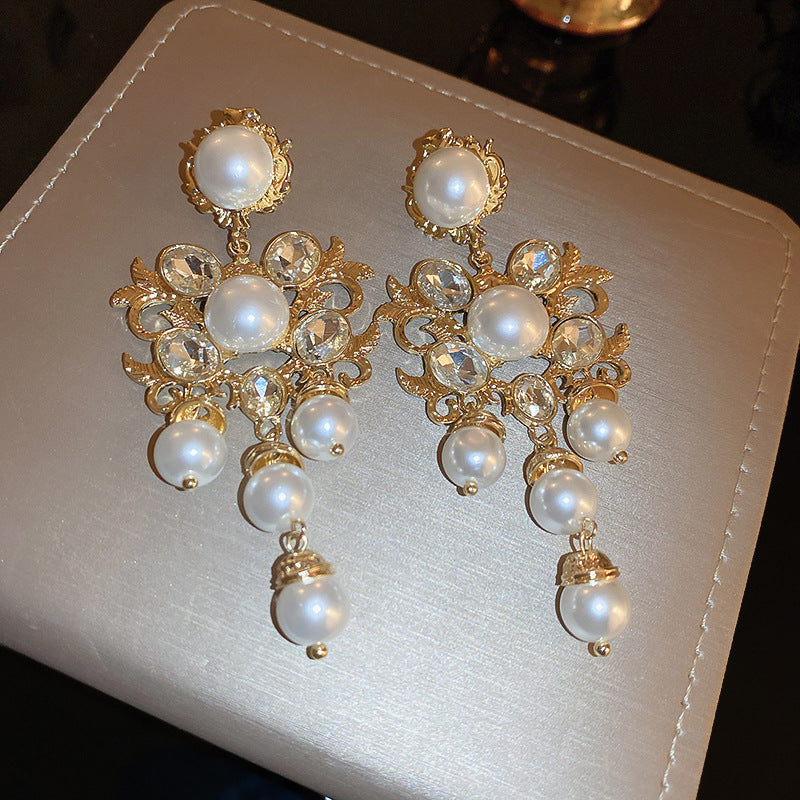 Vintage Pearl Chandelier Earrings