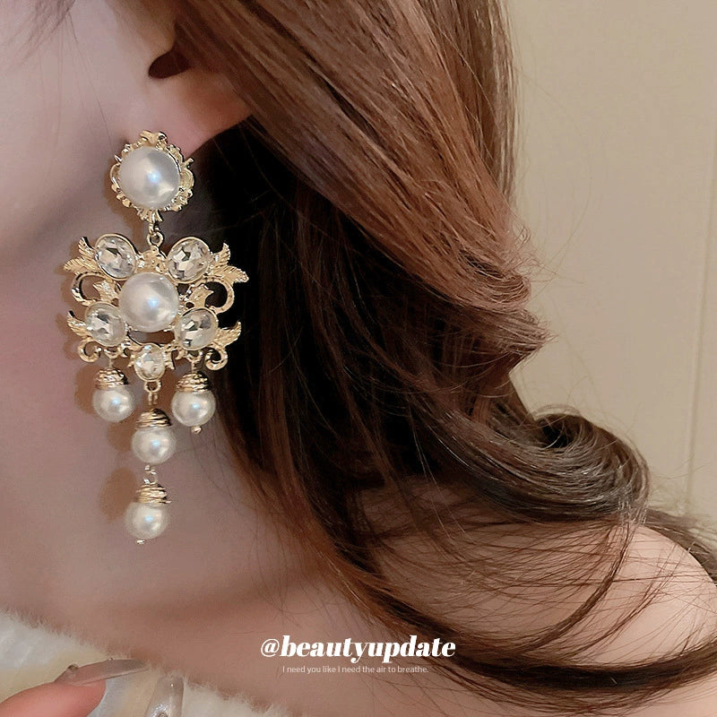 Vintage Pearl Chandelier Earrings