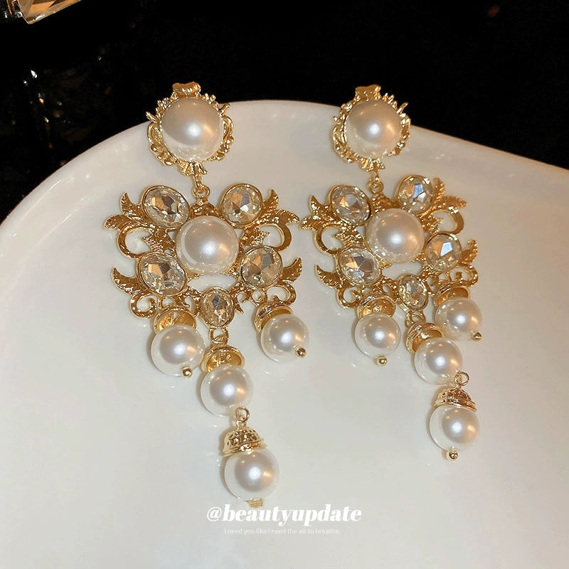 Vintage Pearl Chandelier Earrings