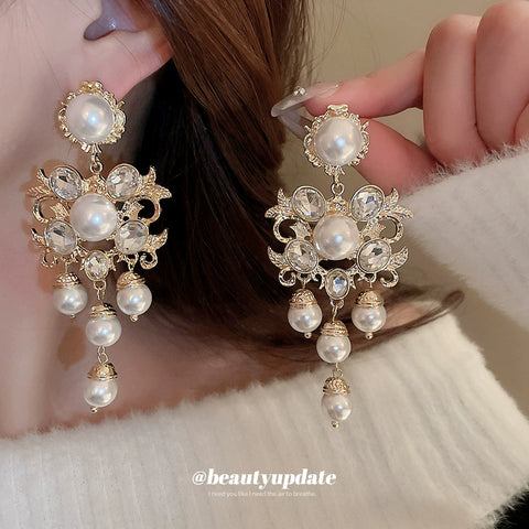 Vintage Pearl Chandelier Earrings